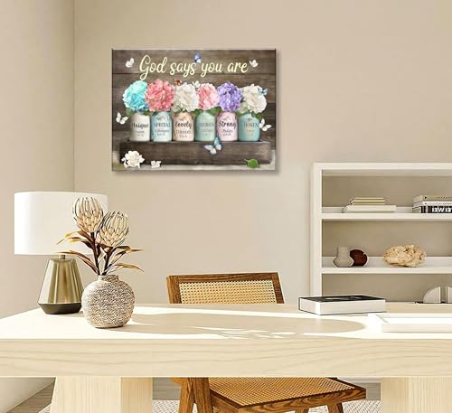 Framed God Says You Are Canvas Wall Art Colorful Single Panel Wall Art 16x24 Framed