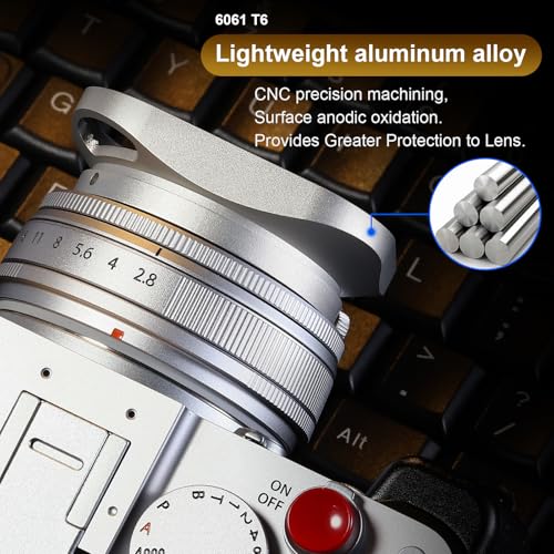 Haoge Metal Squaret Lens Hood for Fujifilm XE5 XF 23mm f2.8 Kit Fujinon XF27mmF2.8 R WR Lense Hood Silver with 39mm E39 Filter Thread,Screw-in Lens Hood with Hollow Out Designed [Silver-Square]