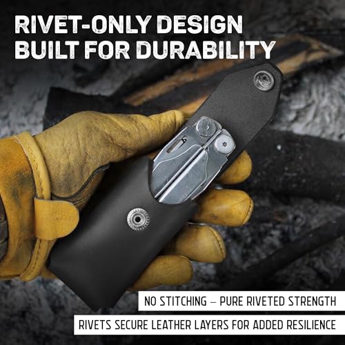 American Bench Craft brown leather multitool sheath and knife case with brass snap for Gerber Diesel and MP600