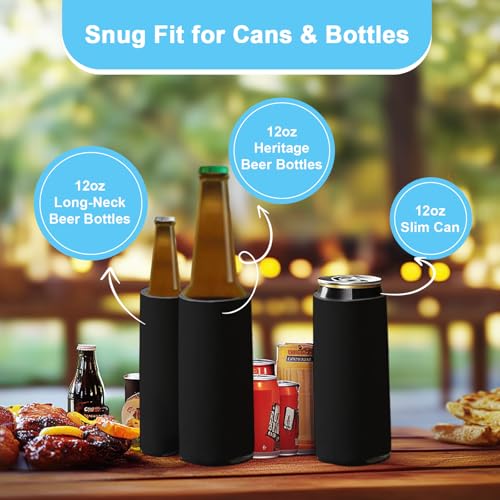 Slim Can Cooler Sleeves (100 Pack) Bulk Customizable, Blank Foldable Foam Insulators for Beer Bottles & 12oz Tall Cans, Sublimation/HTV-Ready for Beer, Seltzer & White Claw (White) 100