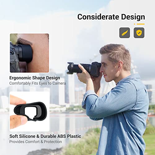 EOS R6 II R5 R5C Eyecup + Upgraded Hand Strap: Extended Camera Eye Cup Viewfinder for Canon EOS R6 Mark II R6 R5 R5C R5 C with Upgraded Quick Release Soft Neoprene Camera Hand Wrist Grip Strap