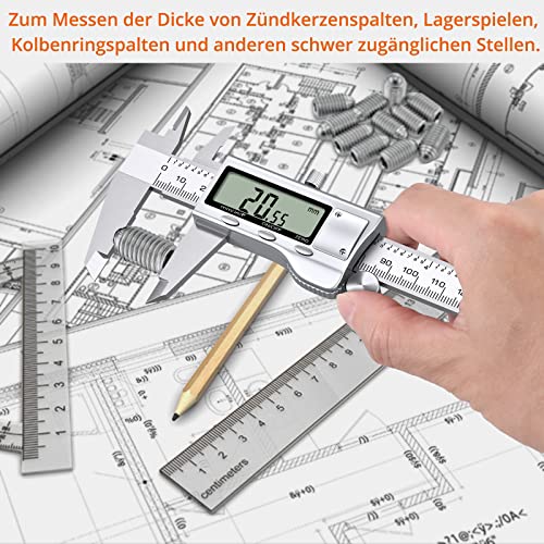 Proster Digital Vernier Caliper 150 mm / 6 Inch Stainless Steel Electronic Caliper Fraction/Inch/Metric Conversion Measuring Tool for Length Width Depth Inner Diameter Outer Diameter 6 inches