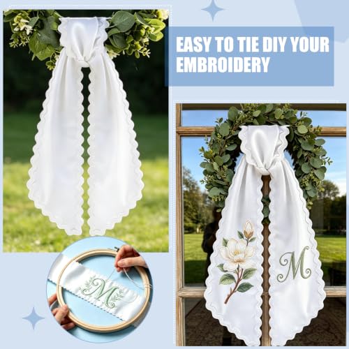 Giesiery 4-pack scalloped wreath sash for front door and porch wreath decor, 55 inches long, decorative wreath storage accessory