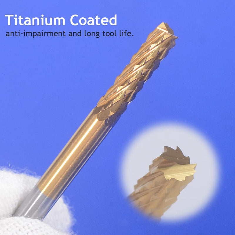 [Australia - AusPower] - EU_HOZLY Titanium Coat Carbide 3.175mmX0.5mmX3mm End Mill Engraving Bits CNC Rotary Burrs Pack Of 10 0.5mm 