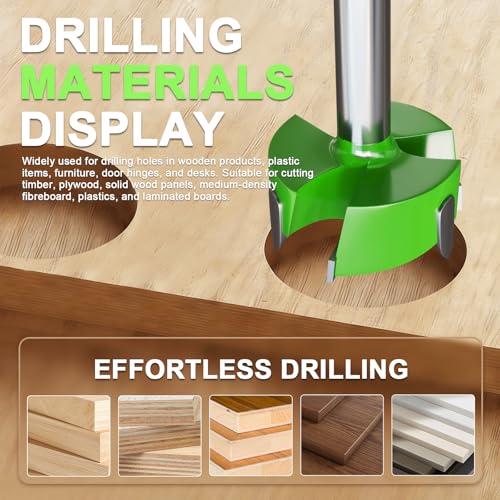 METOTY 4-inch Forstner drill bit with triple flute and tungsten carbide tip