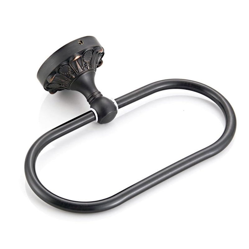 Antique Oval Towel Ring Holder Brass Material Towel Ring for Towel Storage Wall Mounted Towel Hanger Rack for Bathroom Toilet (Black) Black