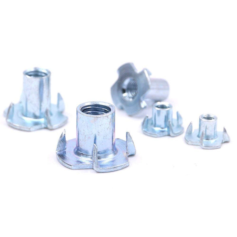 [Australia - AusPower] - T Nuts 1/4"-20 5/16"-18 3/8"-16, SpzcdZa 75Pcs T Nut Zinc Plated Steel T-Nuts 4 Pronged Tee Blind Nuts Assortment Kit for Wood, Rock Climbing Holds, Cabinetry, Furniture etc. 1/4",5/16",3/8"Assortment Kit(75pcs) 