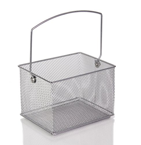 YBM Home Mesh Wire Food Storage Organizer Bin Basket with Handle for Kitchen Pantry, Cabinets, Bathroom, Laundry Room, Closets, Garage - Rectangle Metal Farmhouse Mesh Basket, 2 PACK
