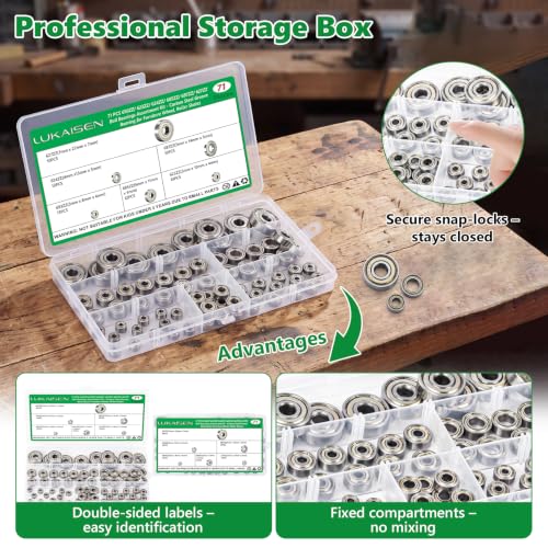71PCS 6 Sizes Deep Groove Ball Bearings Assortment 71PCS SAE
