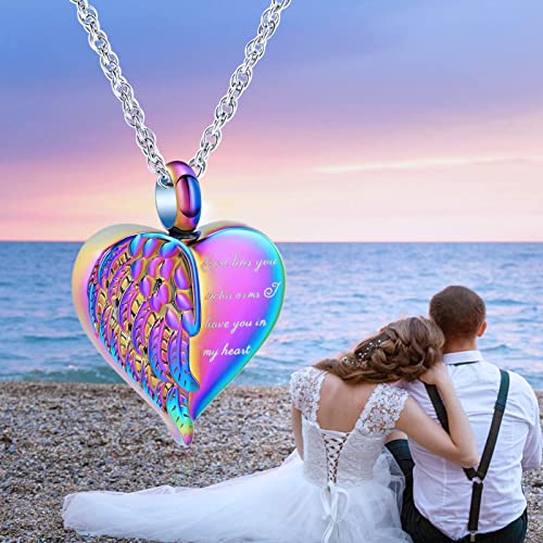 shajwo 2PCS Cremation Jewelry Angel Wing Heart Teddy Bear Urn Necklaces for Ashes for Women Girls