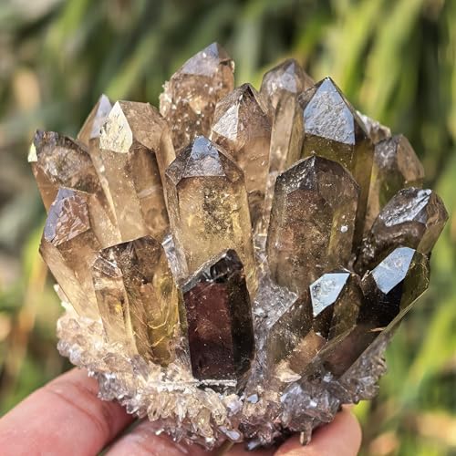 Natural Quartz Crystal Point Cluster, Reiki Healing Stone, Home Decor Gift (About 220g Smoky Quartz) About 220g Smoky Quartz