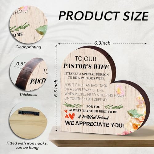 Pastor's Wife Appreciation Gifts - Wooden Sign, Thank You Gifts & Desk Decor for Christian Women - Perfect for Ministers' Wives 129