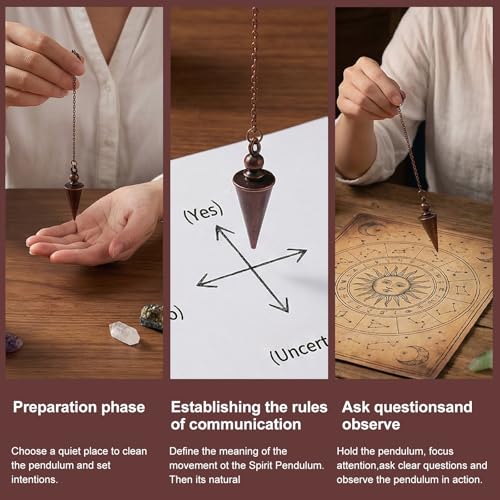 Copper Pendulum for Divination & Dowsing, 9 Inch Pointed Cone Pendant Pendulum with Chain, Ideal Dowsing Tool for Spiritual Healing, Chakra Balance, Guidance & Witchcraft Supplies