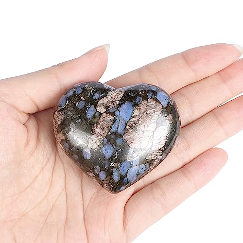 Artistone 2 Inch Glaucophane Stone Crystal Heart Healing Crystals Heart Stones Polished Pocket Love Gemstones Chakra Balancing Meditation Massage Gift