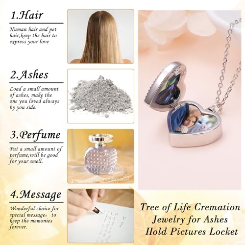 DAOCHONG Celtic Tree of Life Urn Necklace for Ashes Heart Locket Jewelry Tree of Life Urn Necklaces