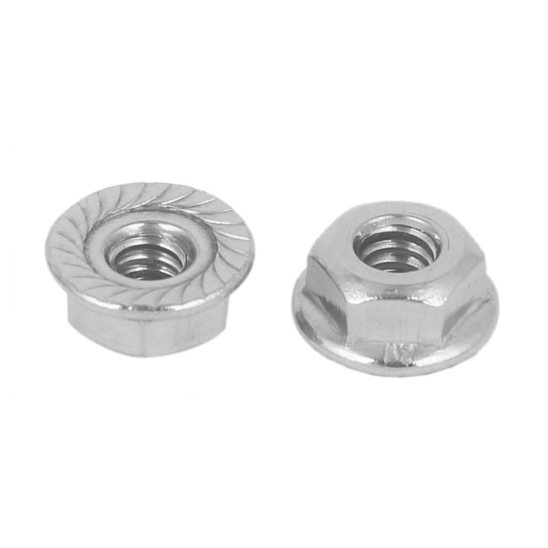 [Australia - AusPower] - uxcell 3/16-24 Serrated Flange Hex Lock Nuts, 50Pcs 304 Stainless Steel Non-Slip Hexagon Flange Nut, Full Thread, Bright Finish, Silver 1 