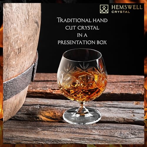 Brandy Snifter Single Cognac Glass - Small Brandy Snifters for Brandy or Whiskey - Cognac Balloon Glass Crystal 8.5oz - Glenrigg Design 1