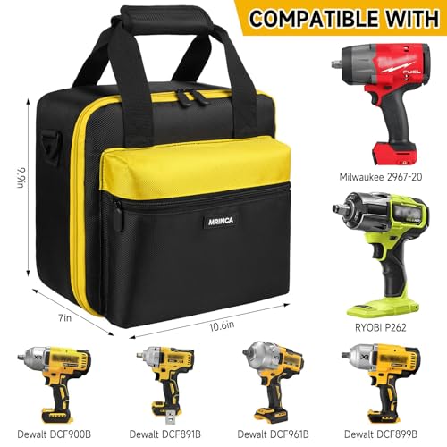 MRINCA black and yellow impact driver case compatible with Dewalt DCF900B, DCF891B, DCF961B and DCF899B