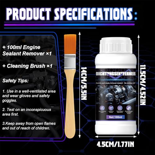 Seal Remover, Seal Cleaner, Sealing Adhesive Remover, Silicone Remover Car, Suitable for Engines, Sealants, Sticky Residues, etc., 100 ml