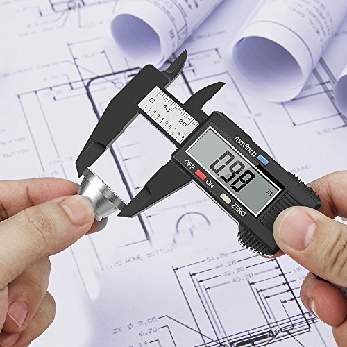 Digital Calliper, 150mm Classic Calliper with Large LCD Display for Outer, Inner and Depth Measurement, Black | inch/mm measuring tool, two batteries, brake discs diameter gauge for exterior, inner and depth measurement, black