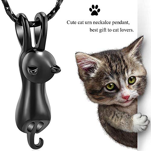Imrsanl Pet Cremation Jewelry for Ashes Cat Urn Necklace Black