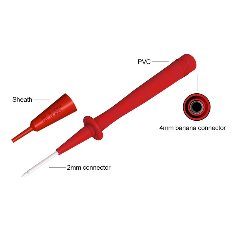 [Australia - AusPower] - Shipenophy Multimeter Probe, Soft Voltmeter Accessory Copper End 2PCs Plated with 2mm Needle for Banana Socket Tester for Industry for Multimeter Test Leads 