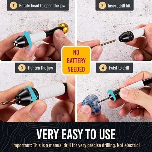 [Australia - AusPower] - Pin Vise Hand Drill for Jewelry Making - Craft911 Manual Craft Drill Sharp HSS Micro Mini Twist Drill Bits Set, Small Rotary Tools for Wood, Plastic, Miniature - Blue Basic 