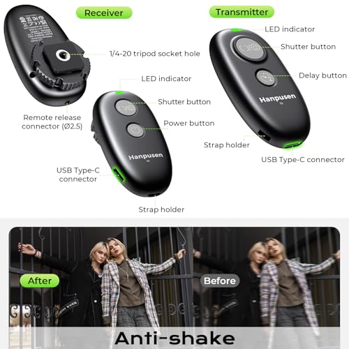 Hanpusen Rechargeable Camera Remote Shutter Release for Sony a7III, A9 III