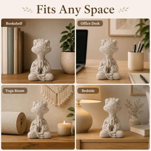 Meditating Snake Statue, Resin Zen Yoga Snake Figurine with Praying Hands, Spiritual Animal Desk Shelf Decor for Office, Meditation Room Snake 1