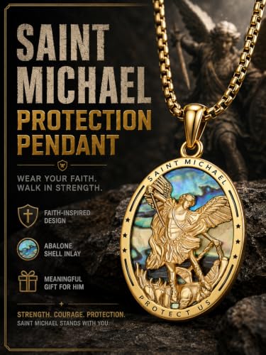 925 Sterling Silver Religious Medal St Michael St Raphael Memento Mori Santa Muerte Pendant Necklace Jewelry Gifts for Men Women St Michael(Gold)