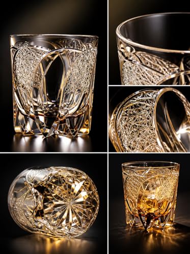 hand-cut Glass crystal cup perfect as a gift suitable for serving cocktails vodka and whiskeycomes with a Luxurious gift box yellow（ 9 once）