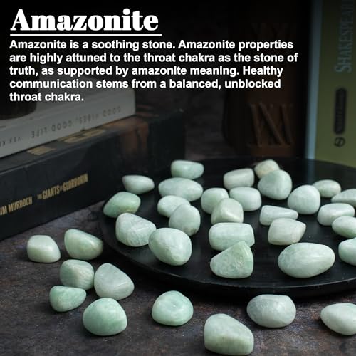 ZAICUS 1lb Amazonite Tumbled Stones | Polished Crystals Healing | Natural Stones | Feng Shui | Chakra Balancing | Good Luck | Reiki Gift | Home Decor | Size 20-25 mm Amazonite Tumble 1 Lb