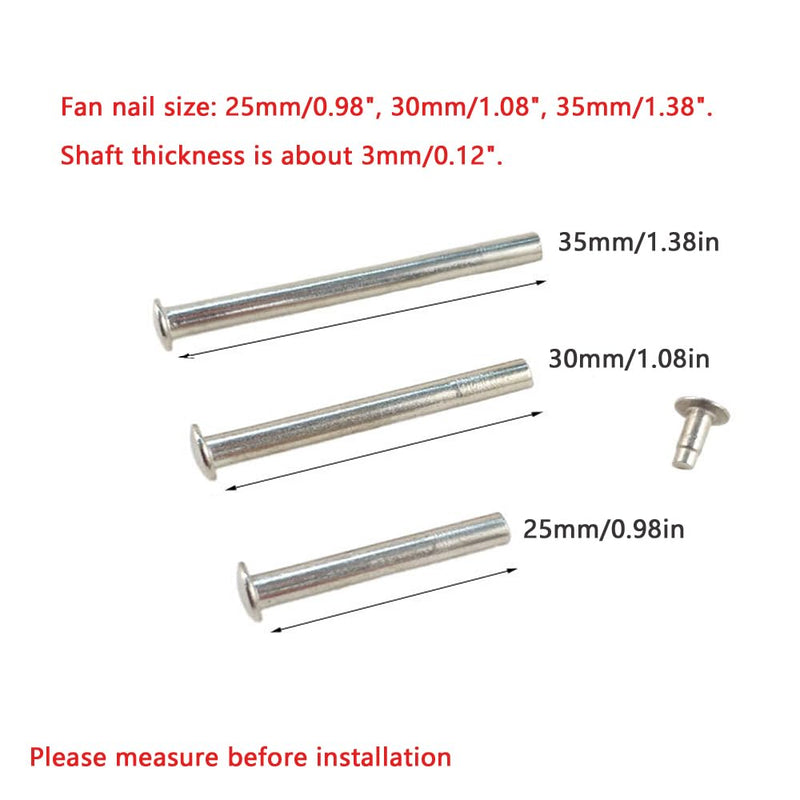 [Australia - AusPower] - 8 Pack Folding Fan Axle Rivet Nail Nut Repair Kit 35mm / 1.38in Handheld Fans Central Rotating Shaft Replacement Fastener for DIY Handmade Bamboo Paper Flower Foldable Hand Fan Accessories 35mm/1.38in 