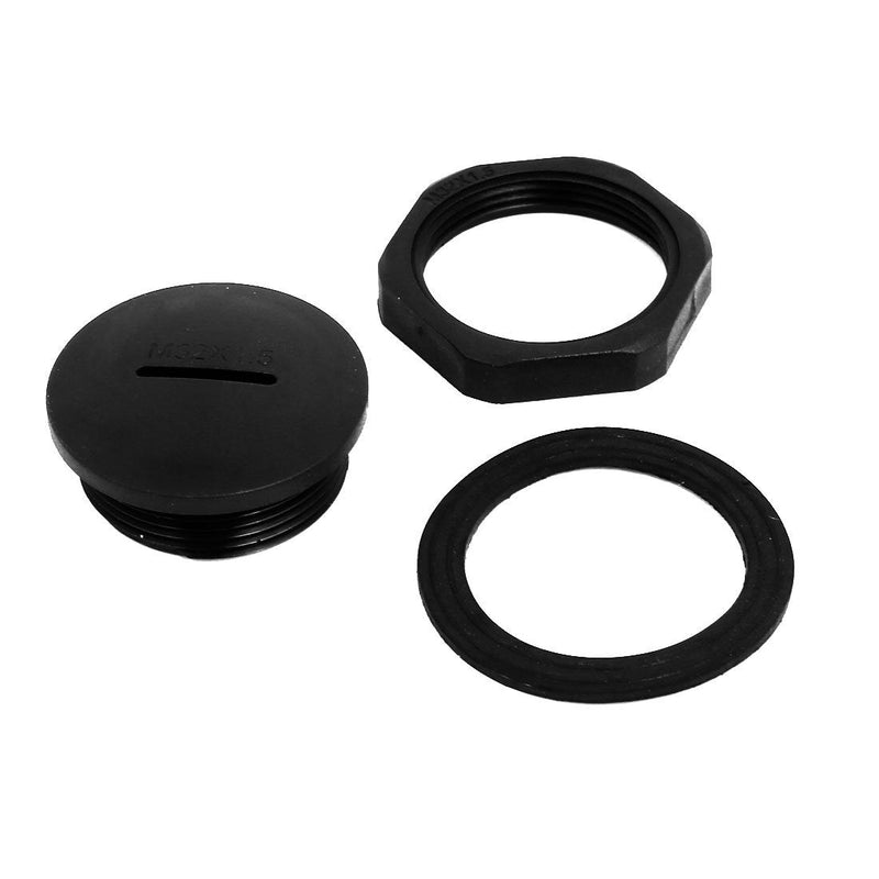[Australia - AusPower] - uxcell M32x1.5mm Nylon Male Threaded Cable Gland Screw End Cap Cover Black 5pcs 