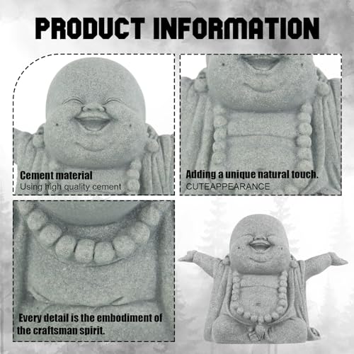 Landical Buddha Sandstone Statues Zen Monk Sculptures,Laughing Buddha Laughing Buddha
