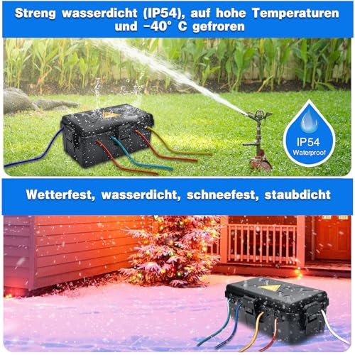 Outdoor Electric Box, IP54 Waterproof Outdoor Outlet Covers, Weatherproof Extension Cable Covers, Protect Socket, Socket, Timer, Plug, Holiday Light (27 x 14 x 11.5 cm), Black