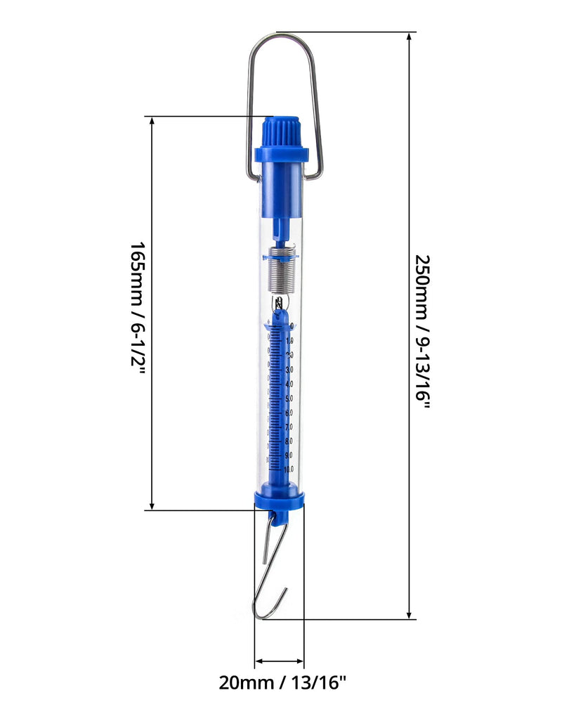QWORK Spring Scale, 10N/1000g Dynamometer Balance Tubular for Physics Laboratory Experiments, Commercial Single 10N
