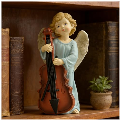 Cello Angel Figurine, 7.09 Inch Resin Musical Spiritual Decor 7.09'' Angel Playing Cello