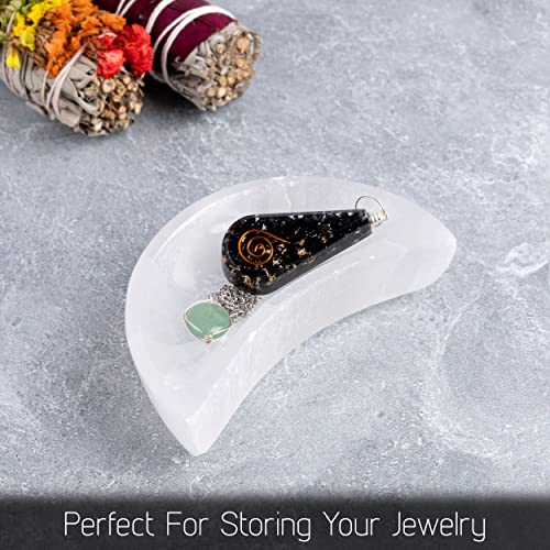 Wish Well Selenite Bowl for Crystal Cleansing, 4" Moon Crystal Bowl