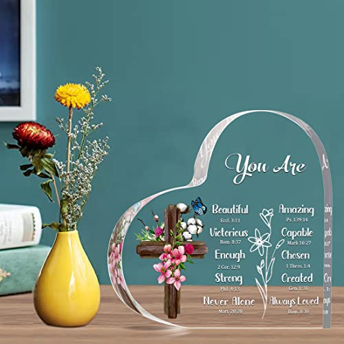 JUNQIU Christian Gifts For Women, Religious Gifts, Hearts Christian Plaques
