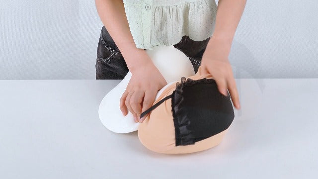 ITODA Boobs Breasts Pillow Cushion Funny Throw Pillow Home Bedroom Decor Cushion Soft Sleep 3D Creative Breast Shape Sleeping Backrest with Washable Removable Cover Black With Lace