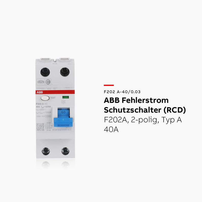 ABB Residual-Current Circuit Breaker 40 °F202A-40/0.03 | FI-Schalter zur Hutschienenmontage - Zuverlässiger Brandschutz durch 0,03A Differenzstrom Industriequalität 2CSF202101R1400 White Single pack