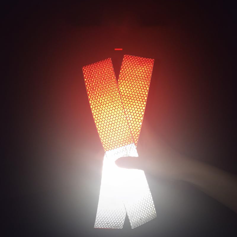 Reflective Tape 10 Pack Red/White, 2" x 12", Waterproof Self-Adhesive Safety Caution Warning Tape for Cars, Trucks, Trailers, Boats & Road Signs, Trailer Reflector 10 pcs