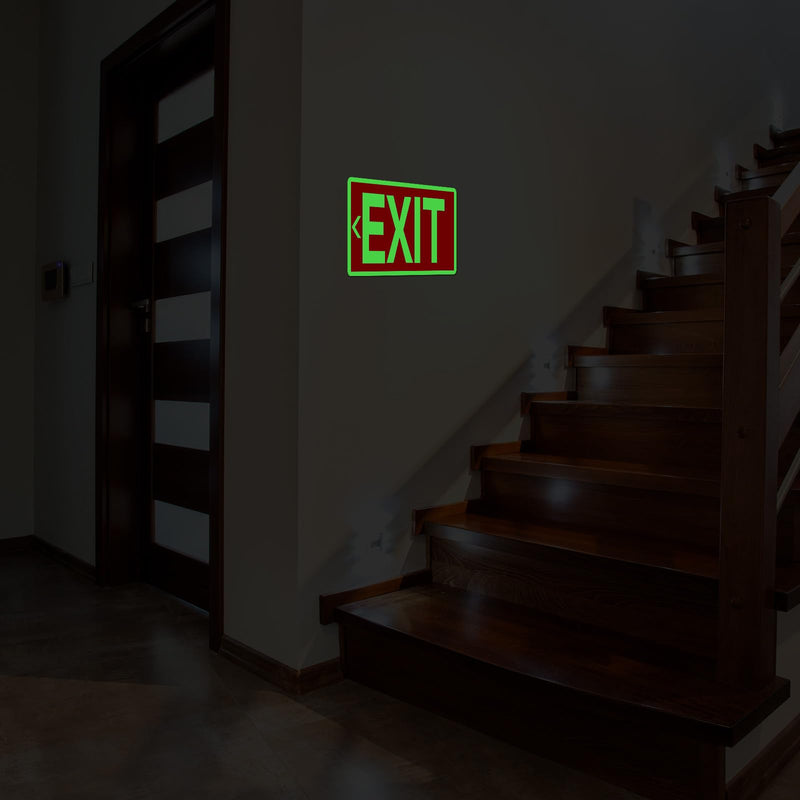 [Australia - AusPower] - 10 Pcs Exit Signs Glow in the Dark Exit Signs for Business 12 x 7 Inch Exit Photoluminescent Signs Stickers with Arrows for Indoor Outdoor for Business, School, Office, Warehouse 