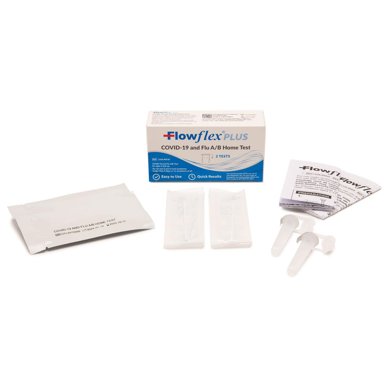 [Australia - AusPower] - Flowflex® Plus COVID-19 and Flu A/B Home Test - (1 Package 2 Tests) Flu A&B 3-in-1 Antigen Rapid Test, Results in 15 Minutes, FDA Authorized. Non-invasive Nasal Swab, Easy to Use with No Discomfort. 1 Pack, 2 Tests 