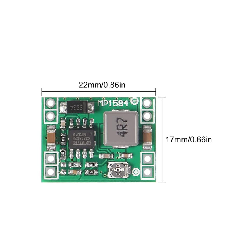 [Australia - AusPower] - DollaTek MP1584EN Ultra Small DC-DC 3A Power Step-Down Adjustable Module Buck Converter 24 V to 12 V 9 V 5 V 3 V for Arduino Pack of 5 
