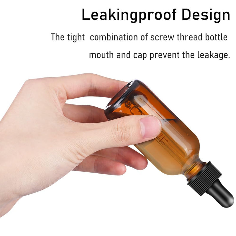 [Australia - AusPower] - Dropper Bottle 2 oz, 2 pack Amber Glass Eye Dropper Bottles with Labels and Funnel, Tincture Bottle with Measured Dropper - Leakproof Essential Oils Bottles 