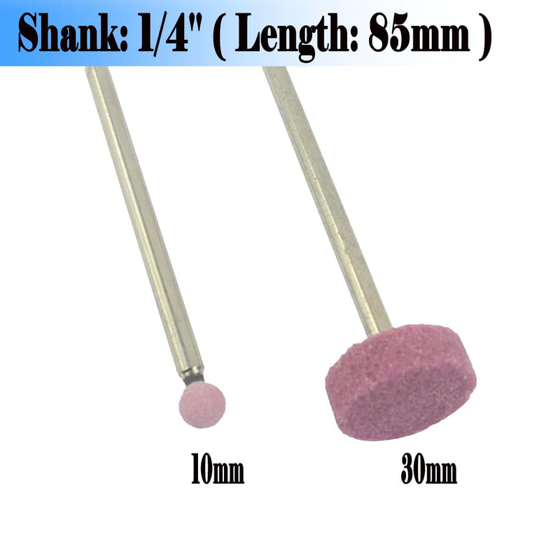 [Australia - AusPower] - 𝐋𝐮𝐨 𝐤𝐞 10 Pcs 85mm Extra Long Shank Rotary Grinding Stones - 1/4'' Round Shank Abrasive Stone Mounted Grinding Bits for Rotary Tools, Drill, Grinder 