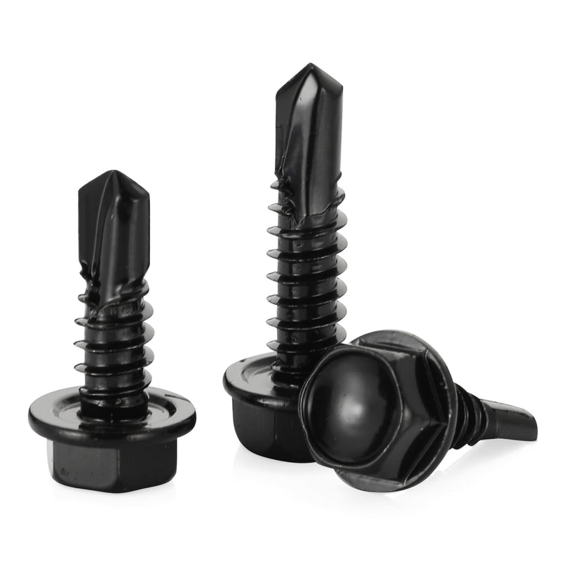 [Australia - AusPower] - #10 x 3/4" Hex Washer Head Self Tapping Drilling Screws Black Oxidized, 410 Stainless Steel, 100 PCS #10 x 3/4" 