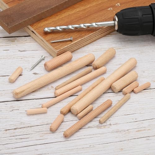PATIKIL M8x100mm hardwood wooden dowel pins, 200-piece set for woodworking joints